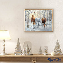 Charger l'image dans la galerie, Broderie Diamant | Broderie Diamant - Trois Chevaux se désaltérant | animaux Broderie Animaux chevaux | FiguredArt