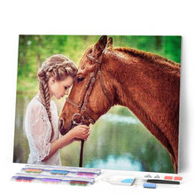 Charger l'image dans la galerie, Broderie Diamant | Broderie Diamant - Fillette et Cheval | animaux Broderie Animaux chevaux | FiguredArt