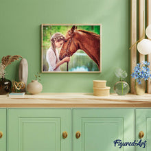 Charger l'image dans la galerie, Broderie Diamant | Broderie Diamant - Fillette et Cheval | animaux Broderie Animaux chevaux | FiguredArt