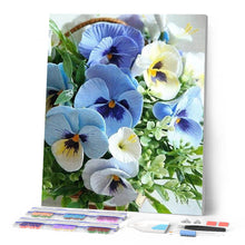Charger l'image dans la galerie, Broderie Diamant | Broderie Diamant - Pensées bleues | Broderie Fleurs fleurs | FiguredArt
