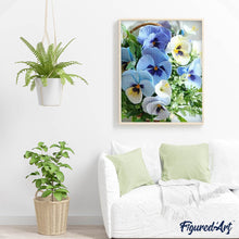 Charger l'image dans la galerie, Broderie Diamant | Broderie Diamant - Pensées bleues | Broderie Fleurs fleurs | FiguredArt