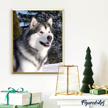 Charger l'image dans la galerie, Broderie Diamant | Broderie Diamant - Husky dans la Neige | animaux Broderie Animaux hiver | FiguredArt