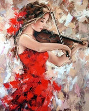 Charger l'image dans la galerie, Broderie Diamant - Diamond Painting Violoniste et Robe rouge