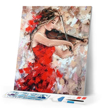 Charger l'image dans la galerie, Broderie Diamant - Violoniste et Robe rouge