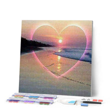 Charger l'image dans la galerie, Broderie Diamant | Broderie Diamant - Coeur sur la Plage | Broderie Romantique romantique | FiguredArt