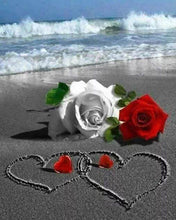 Charger l'image dans la galerie, Broderie Diamant | Broderie Diamant - Roses sur la Plage | Broderie Fleurs fleurs | FiguredArt