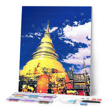 Charger l'image dans la galerie, Broderie Diamant - Temple de Chiangmai 40x50cm toile tendue sur châssis