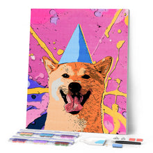 Charger l'image dans la galerie, Broderie Diamant - Chien souriant pop art 40x50cm toile tendue sur châssis