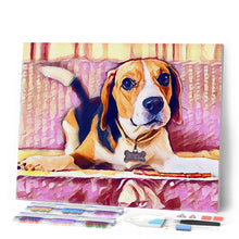 Charger l'image dans la galerie, Broderie Diamant - Beagle Mignon 40x50cm toile tendue sur châssis