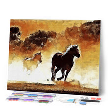 Charger l'image dans la galerie, Broderie Diamant - Chevaux en action 40x50cm toile tendue sur châssis