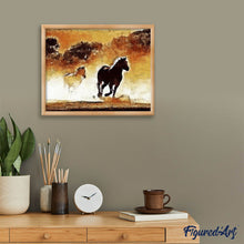 Charger l'image dans la galerie, Broderie Diamant - Chevaux en action 40x50cm toile tendue sur châssis