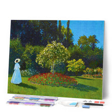 Charger l'image dans la galerie, Broderie Diamant - Diamond Painting Dame en blanc au jardin - Monet