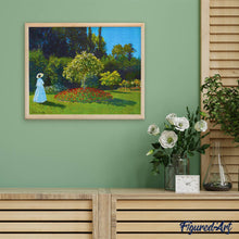 Charger l'image dans la galerie, Broderie Diamant - Diamond Painting Dame en blanc au jardin - Monet