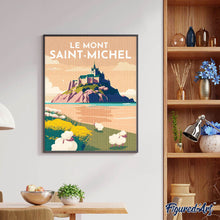 Charger l'image dans la galerie, Broderie Diamant - Affiche Poster Mont Saint-Michel 40x50cm toile tendue sur châssis