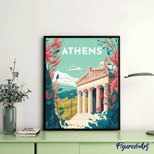 Broderie Diamant - Affiche Poster Athènes 40x50cm toile tendue sur châssis