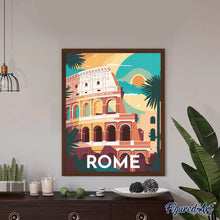 Charger l'image dans la galerie, Broderie Diamant - Affiche Poster Rome 40x50cm toile tendue sur châssis