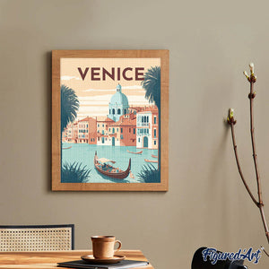 Broderie Diamant - Affiche Poster Venise 40x50cm toile tendue sur châssis