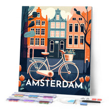 Charger l'image dans la galerie, Broderie Diamant - Affiche Poster Amsterdam 40x50cm toile tendue sur châssis