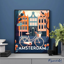 Charger l'image dans la galerie, Broderie Diamant - Affiche Poster Amsterdam 40x50cm toile tendue sur châssis