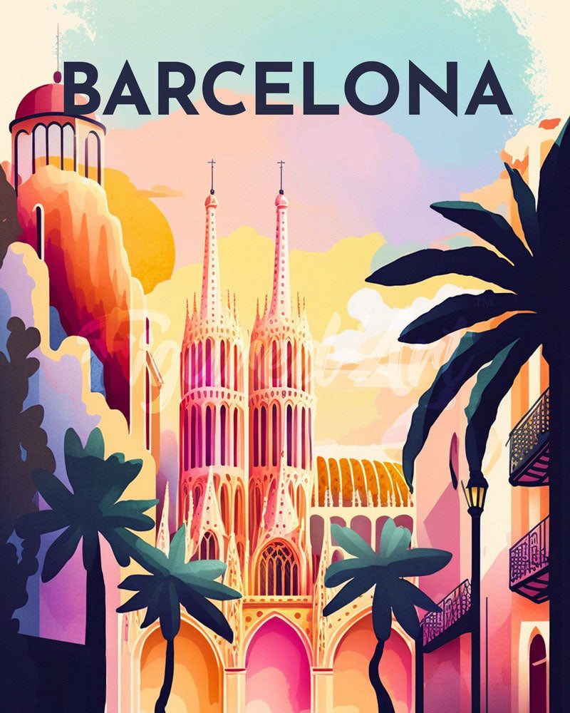 Diamond Painting - Broderie Diamant - Affiche Poster Barcelone 40x50cm toile tendue sur châssis