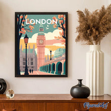 Charger l&#39;image dans la galerie, Broderie Diamant - Affiche Poster Londres 2 40x50cm toile tendue sur châssis