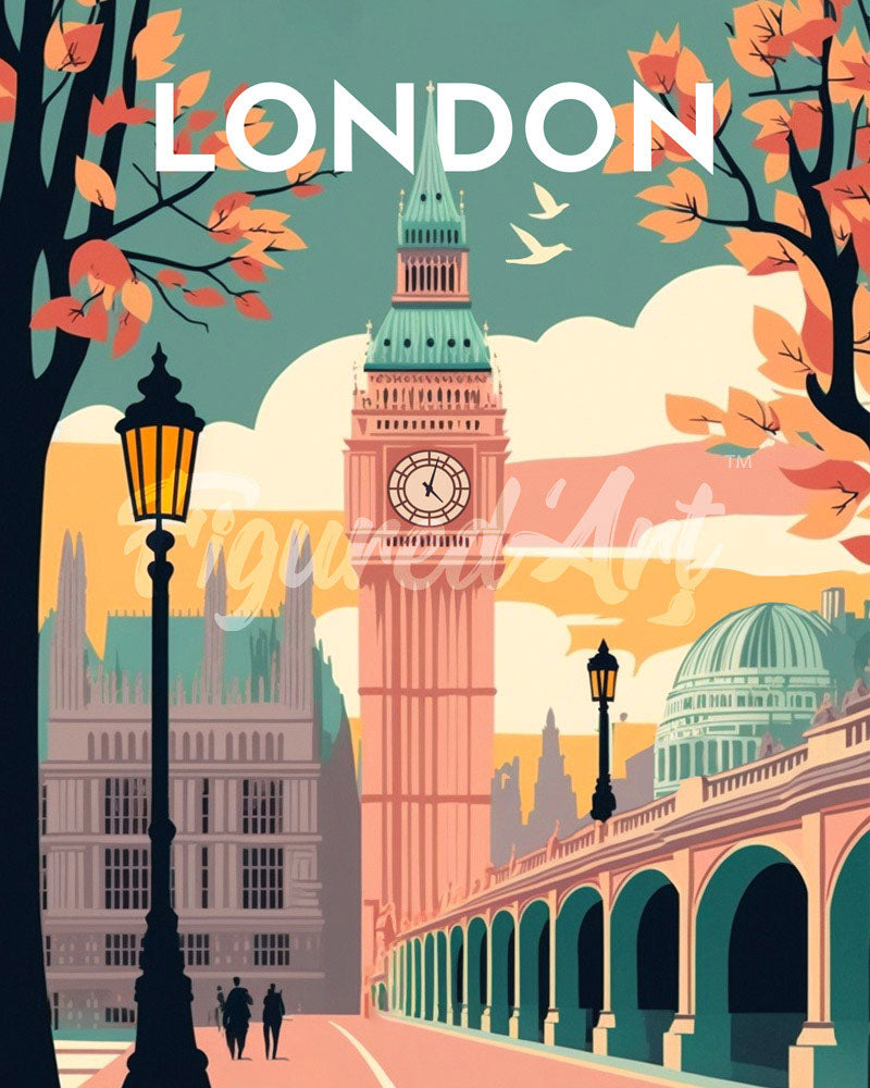 Diamond Painting - Broderie Diamant - Affiche Poster Londres 2 40x50cm toile tendue sur châssis