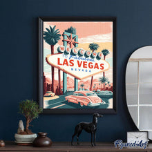 Charger l&#39;image dans la galerie, Broderie Diamant - Affiche Poster Las Vegas 40x50cm toile tendue sur châssis