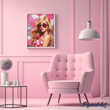 Charger l'image dans la galerie, Broderie Diamant - Ballons Roses et Diva 40x50cm toile tendue sur châssis