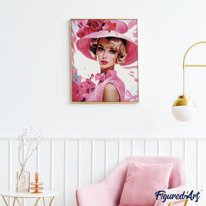 Broderie Diamant - Diva au Chapeau Rose