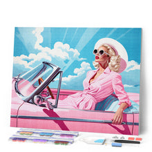 Charger l'image dans la galerie, Broderie Diamant - Diva dans une Voiture Rétro Rose