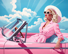 Charger l'image dans la galerie, Diamond Painting - Broderie Diamant - Diva dans une Voiture Rétro Rose