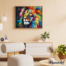 Charger l&#39;image dans la galerie, Broderie Diamant - Lion Coloré Abstrait