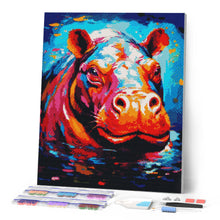 Charger l'image dans la galerie, Broderie Diamant - Hippopotame Coloré Abstrait