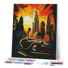 Charger l'image dans la galerie, Broderie Diamant - Voiture Art Déco à New York 40x50cm toile tendue sur châssis