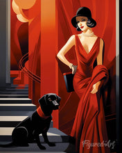 Charger l'image dans la galerie, Diamond Painting - Broderie Diamant - Femme et son Chien Art Déco
