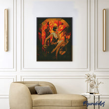 Charger l&#39;image dans la galerie, Broderie Diamant - Femme assise Art Déco 40x50cm toile tendue sur châssis