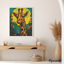 Charger l&#39;image dans la galerie, Broderie Diamant - Girafe Art Déco 40x50cm toile tendue sur châssis