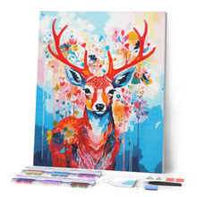 Charger l'image dans la galerie, Broderie Diamant - Cerf coloré en fleurs