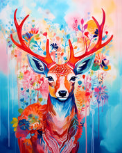 Charger l'image dans la galerie, Diamond Painting - Broderie Diamant - Cerf coloré en fleurs 40x50cm toile tendue sur châssis
