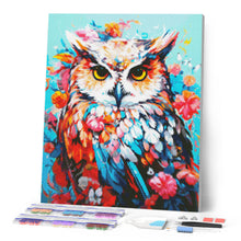 Charger l'image dans la galerie, Broderie Diamant - Hibou coloré en fleurs