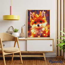 Charger l'image dans la galerie, Broderie Diamant - Petit renard et guirlande éclairée 40x50cm toile tendue sur châssis