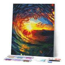Charger l'image dans la galerie, Broderie Diamant - Vague et coucher de soleil
