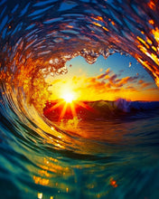 Charger l'image dans la galerie, Diamond Painting - Broderie Diamant - Vague et coucher de soleil
