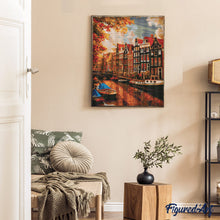 Charger l'image dans la galerie, Broderie Diamant - Soleil à Amsterdam 40x50cm toile tendue sur châssis