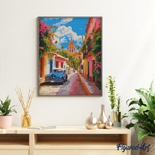 Charger l'image dans la galerie, Broderie Diamant - Voiture classique à Mexico 40x50cm toile tendue sur châssis