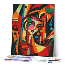 Charger l'image dans la galerie, Broderie Diamant - Femme abstraite style Picasso 40x50cm toile tendue sur châssis