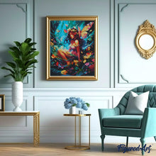 Charger l'image dans la galerie, Broderie Diamant - Fée et papillons 40x50cm toile tendue sur châssis