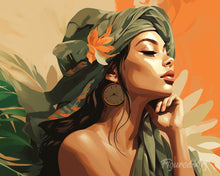 Charger l'image dans la galerie, Diamond Painting - Broderie Diamant - Femme au turban africain 40x50cm toile tendue sur châssis