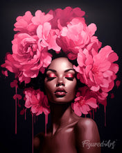 Charger l'image dans la galerie, Diamond Painting - Broderie Diamant - Femme aux cheveux de pivoines 40x50cm toile tendue sur châssis