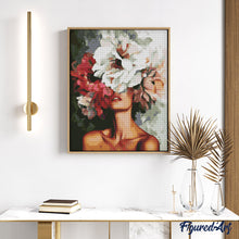 Charger l&#39;image dans la galerie, Broderie Diamant - Beauté derrière les fleurs 40x50cm toile tendue sur châssis
